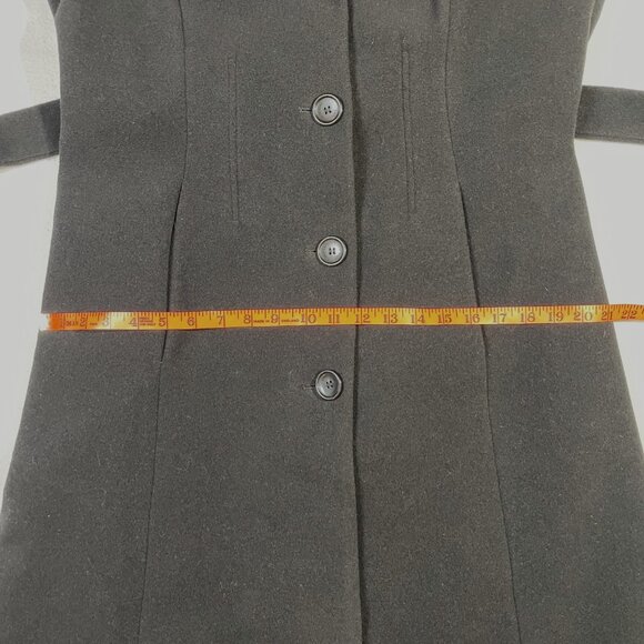 Calvin Klein Wool Blend Belted Tailored Black Coat Collared Knee Length Size 12 - Picture 8 of 16